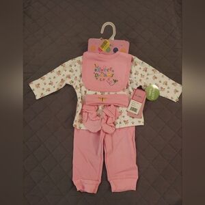 Pink Baby Outfit with Bib and Headband